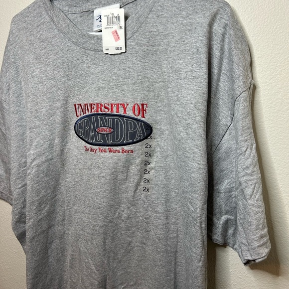 M&C Sportswear University Of Grandpa T Shirt Size XXL Grey Embroidered - Picture 6 of 9
